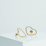 Gold pleated earrings HEART