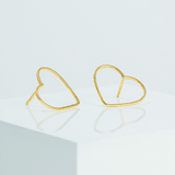 Gold pleated earrings HEART