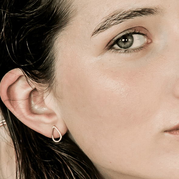 Gold pleated earrings TearDROP - smal